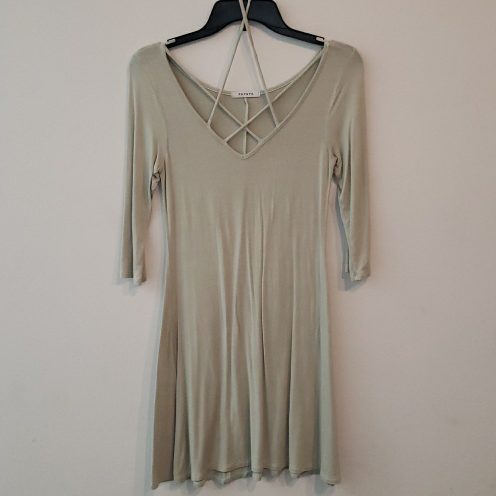 PAPAYA CRISS CROSS FRONT MINI DRESS